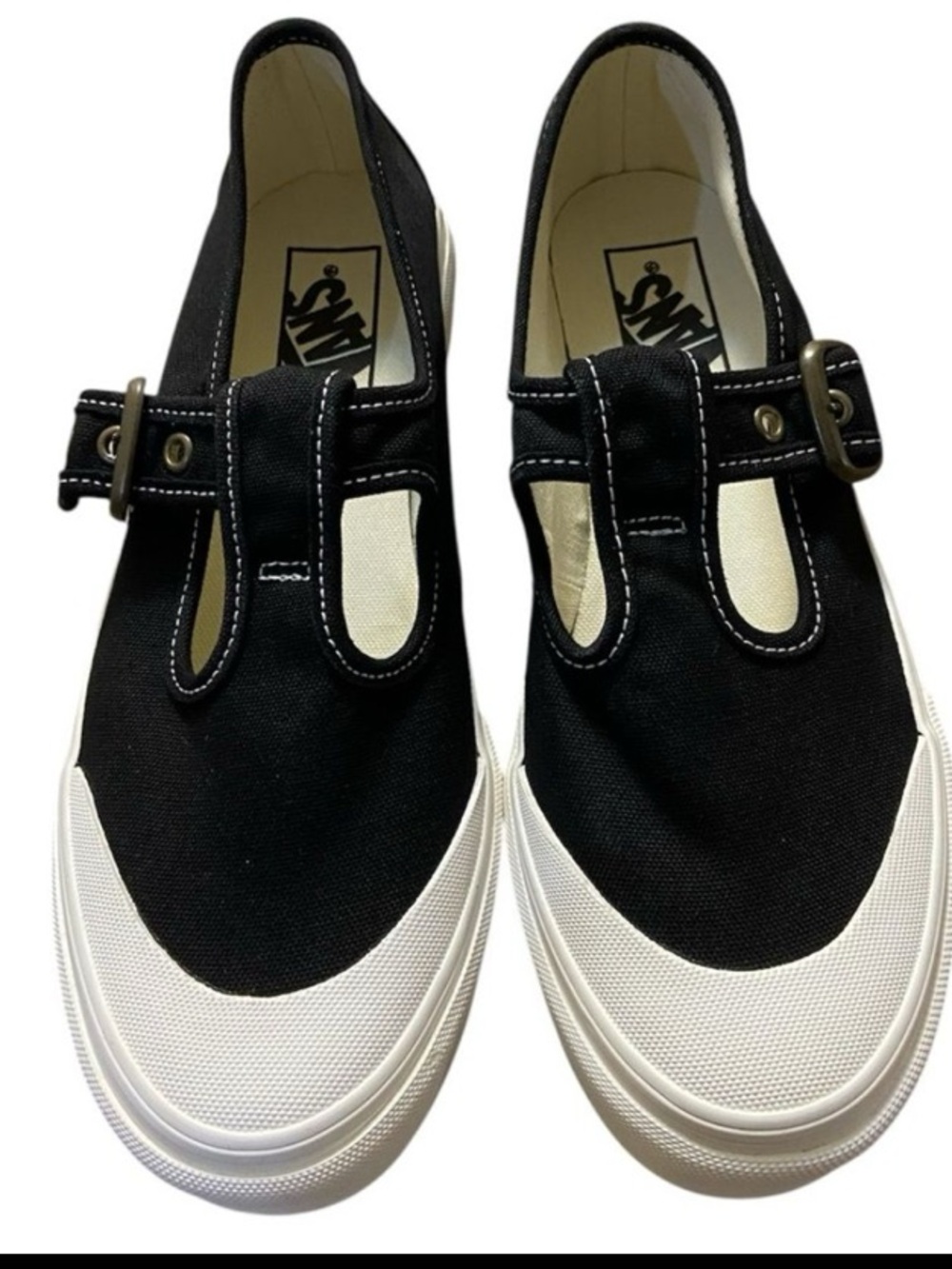 Vans off the wall  Black and White Mary Jane Strap Sneakers women 7.5 NWOT